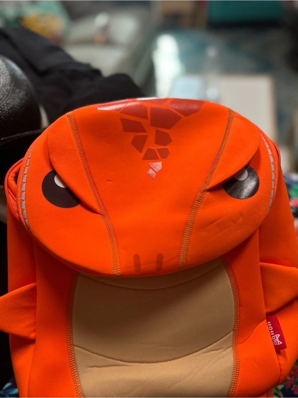 NOHOO Jungle Back pack T Rex Orange Dino Backpack with Tan Belly